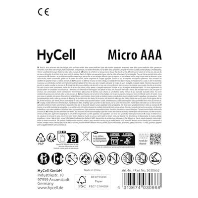 HyCell HR03 1000 Oplaadbare AAA batterij (potlood) NiMH 800 mAh 1.2 V 4 stuk(s) HyCell HR03 1000 Oplaadbare AAA batterij (potlood) NiMH 800 mAh 1.2 V 4 stuk(s)