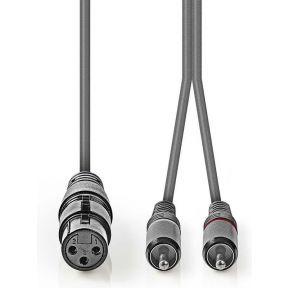 XLR-Audiokabel | XLR 3-pins female - 2x RCA male | 1,5 m | Grijs XLR-Audiokabel | XLR 3-pins female - 2x RCA male | 1,5 m | Grijs