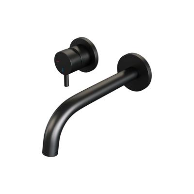 Inbouw Wastafelmengkraan Brauer Black Edition Coldstart Gebogen Uitloop Korte Ronde Hendel Links Geborsteld Mat Zwart Met Rozetten Brauer