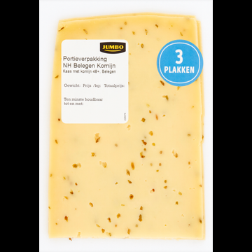Jumbo NH Belegen Komijn Kaas Portieverpakking 3 Plakken ca. 75g Jumbo NH Belegen Komijn Kaas Portieverpakking 3 Plakken ca. 75g