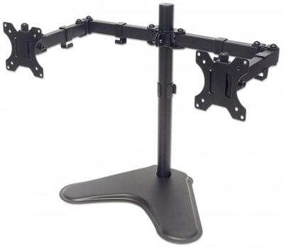 Manhattan 461559 Monitorvoet Aantal monteerbare displays: 2 Display(s) 33,0 cm (13) - 81,3 cm (32) Zwart In hoogte verstelbaar, Kantelbaar, Zwenkbaar