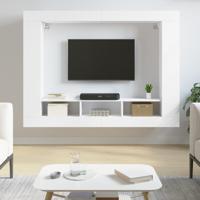 Tv-meubel 152x22x113 cm bewerkt hout wit - thumbnail