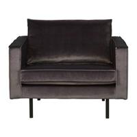 WOOOD Fauteuil 'Rodeo' Velvet, kleur Antraciet - thumbnail