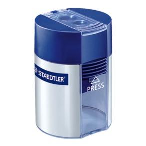 Staedtler Dubbele puntenslijper tonmodel 512 001 Blauw-zilver (fluorescerend) Uitvoering container: Blik Staedtler Dubbele puntenslijper tonmodel 512 001 Blauw-zilver (fluorescerend) Uitvoering container: Blik