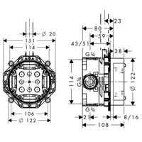 Hansgrohe IBox inbouwdeel inbouwmengkraan, geschikt voor kraan douche, maat - thumbnail