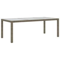 Tuintafel 190x90x75 cm gehard glas en poly rattan grijs - thumbnail