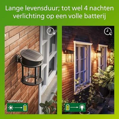 Philips LED Geri 929004633001 Wandlamp op zonne-energie met bewegingsmelder LED 3.2 W Zwart Philips LED Geri 929004633001 Wandlamp op zonne-energie met bewegingsmelder LED 3.2 W Zwart