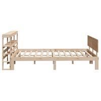 Bedframe met hoofdbord massief grenenhout wit 140x200 cm - thumbnail