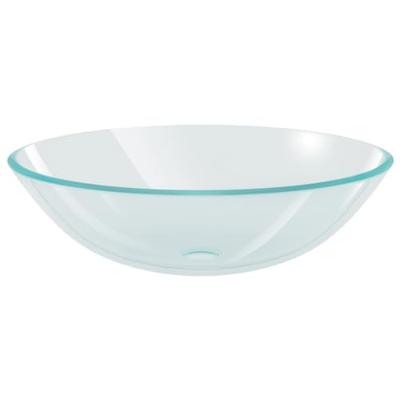 VidaXL Wastafel met kraan en pop-up afvoer gehard glas transparant