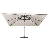 Zweefparasol met LED en aluminium paal 400x300 cm zandkleurig - thumbnail