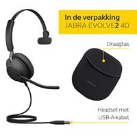 Jabra Evolve2 40 Headset Bedraad Hoofdband Kantoor/callcenter USB Type-A Bluetooth Zwart - thumbnail