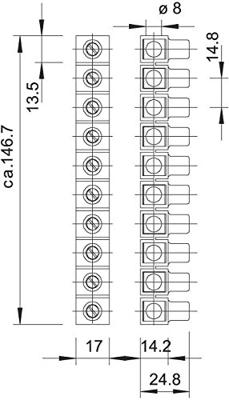 OBO Bettermann 2055503 71 Aftakklem Flexibel: - Massief: - Aantal polen: 10 1 stuk(s) Zwart