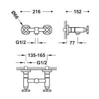 Douchemengkraan Tres Mont Blanc 2-Kruisgreep met Staafhanddouche Mat Roze Goud - thumbnail