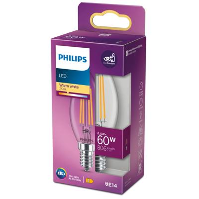 Philips LED 76219300 LED-lamp Energielabel E (A - G) E14 Kaars 6.5 W = 60 W Warmwit (Ø x h) 3.5 cm x 150 mm 1 stuk(s)