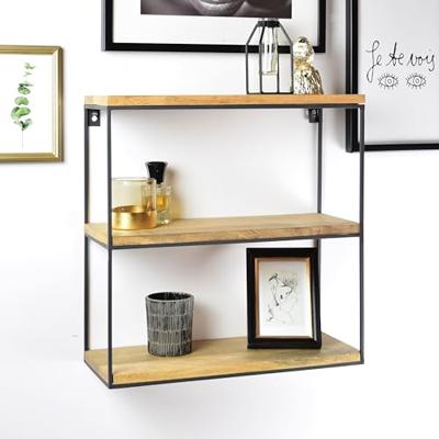 Urban Interiors Wandrek 'Wally' Mangohout en metaal, 45 x 45cm