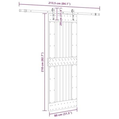 Schuifdeur met beslag 80x210 cm massief grenenhout