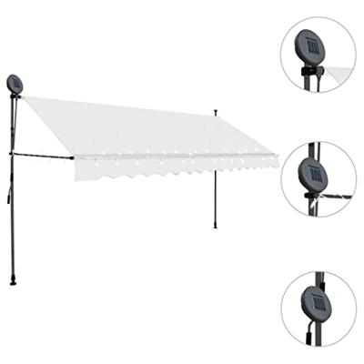 Luifel handmatig uitschuifbaar met LED 350 cm crèmekleurig - thumbnail