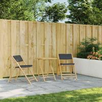 3-delige Bistroset inklapbaar met kussens bamboe donkergrijs - thumbnail