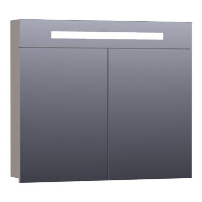 Brauer Promise Spiegelkast - 80 cm - met Directe Verlichting - 2 Enkelzijdige Spiegeldeuren - Mat Taupe