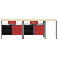 Werkbankset met lade 3 pcs Rood en Grijs Gepoedercoat staal - thumbnail