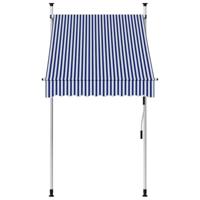VidaXL Luifel handmatig uittrekbaar 100 cm blauw en witte strepen - thumbnail