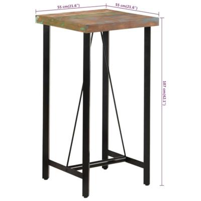 Bartafel 55x55x107 cm massief gerecycled hout en ijzer