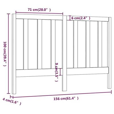 Hoofdbord 156x4x100 cm massief grenenhout zwart - thumbnail
