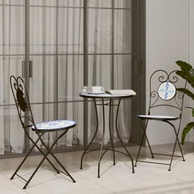 Bistrotafel 50x70 cm keramiek blauw en wit
