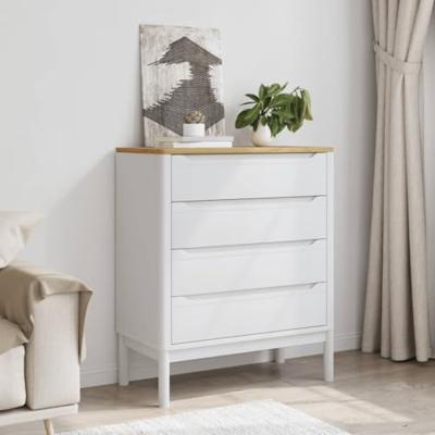 Ladekast FLORO massief grenenhout wit