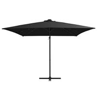 VidaXL Zweefparasol met led en stalen paal 250x250 cm zwart - thumbnail
