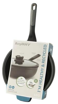 BergHOFF BFF wok+deksel+greep 28cm St+ Pan Zwart