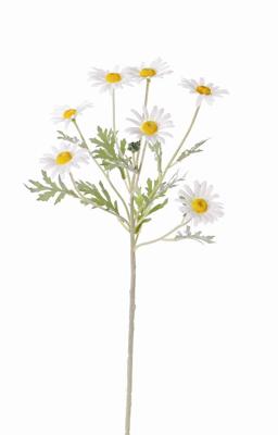 Margriet Leucanthemum 7 bloemen dia. 5 cm 1 knop & 7 bladeren flocked 57 cm kunstbloem Top Art - Top art
