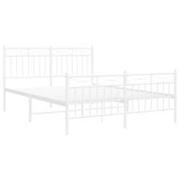 Bedframe met hoofd- en voeteneinde metaal wit 135x190 cm - thumbnail