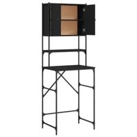 Wasmachinekast 67x48x194 cm bewerkt hout zwart - thumbnail