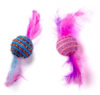Nobleza Katten speelballetjes met veren - 2 Stuks - thumbnail
