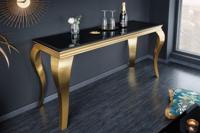 Elegante consoletafel MODERN BAROK 145cm zwart goud opaalglas roestvrijstalen poten - 42314 - thumbnail