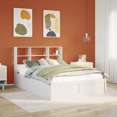 Bedframe zonder matras massief grenenhout wit 140x200 cm