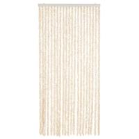 VidaXL Vliegengordijn 90x220 cm chenille beige en wit - thumbnail