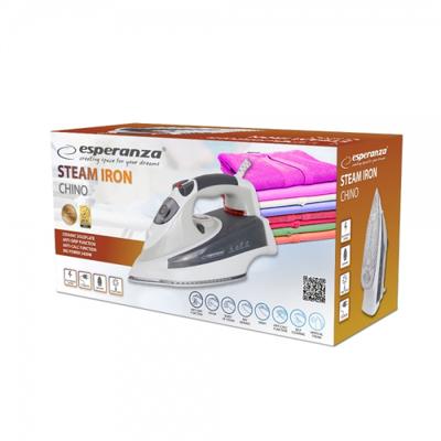 Esperanza EHI009 Stoomstrijkijzer Keramische kookplaat Grijs, Wit 2400 W - thumbnail