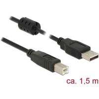 DeLOCK 1.5m, USB 2.0-A/USB 2.0-B 1.5m USB A USB B Zwart - thumbnail