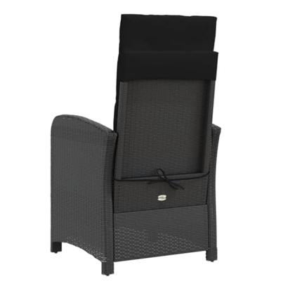 Tuinstoelen 2 st verstelbaar met kussens poly rattan zwart