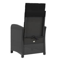 Tuinstoelen 2 st verstelbaar met kussens poly rattan zwart - thumbnail