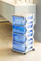 Bama insieme ladesysteem met wieltjes 4 laden 36x40x80 cm zilver/blauw/transparant - thumbnail