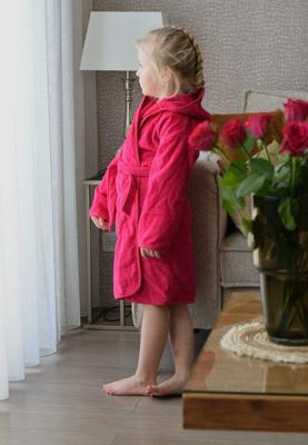 Kinderbadjas fuchsia - 6-8 jaar
