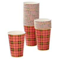 Koffiebeker Rood Geruit 180cc Karton Pak 100 Stuks - thumbnail