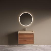 Badmeubelset Riga Travertin met Wastafel 80 cm Walnoot - thumbnail