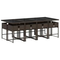 9-delige Tuinset met kussens poly rattan bruin - thumbnail