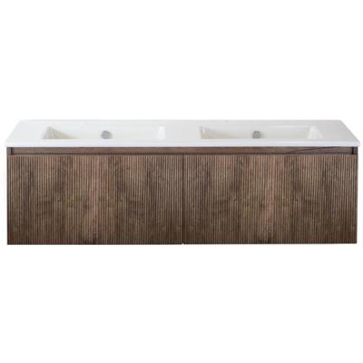 Frozen 3D Badmeubelset 140 cm - Greeplijst in Kleur - Charleston - Keramische Wastafel Wit Zonder Kraangat