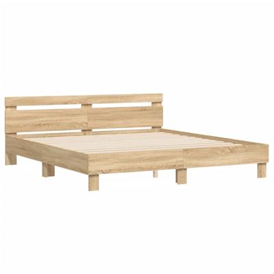 Bedframe met hoofdbord sonoma eikenkleurig 160x200 cm