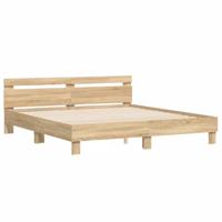 Bedframe met hoofdbord sonoma eikenkleurig 160x200 cm - thumbnail